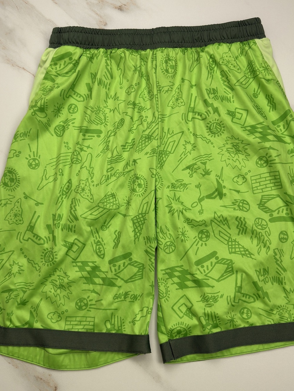 Tek Gear Green Pattern Logo Shorts - Boys XL Husky